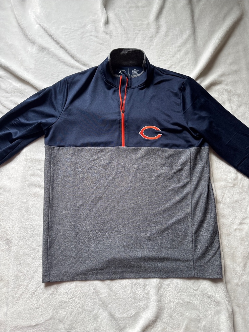 Antigua Navy and Gray Pullover with orange Drawcord